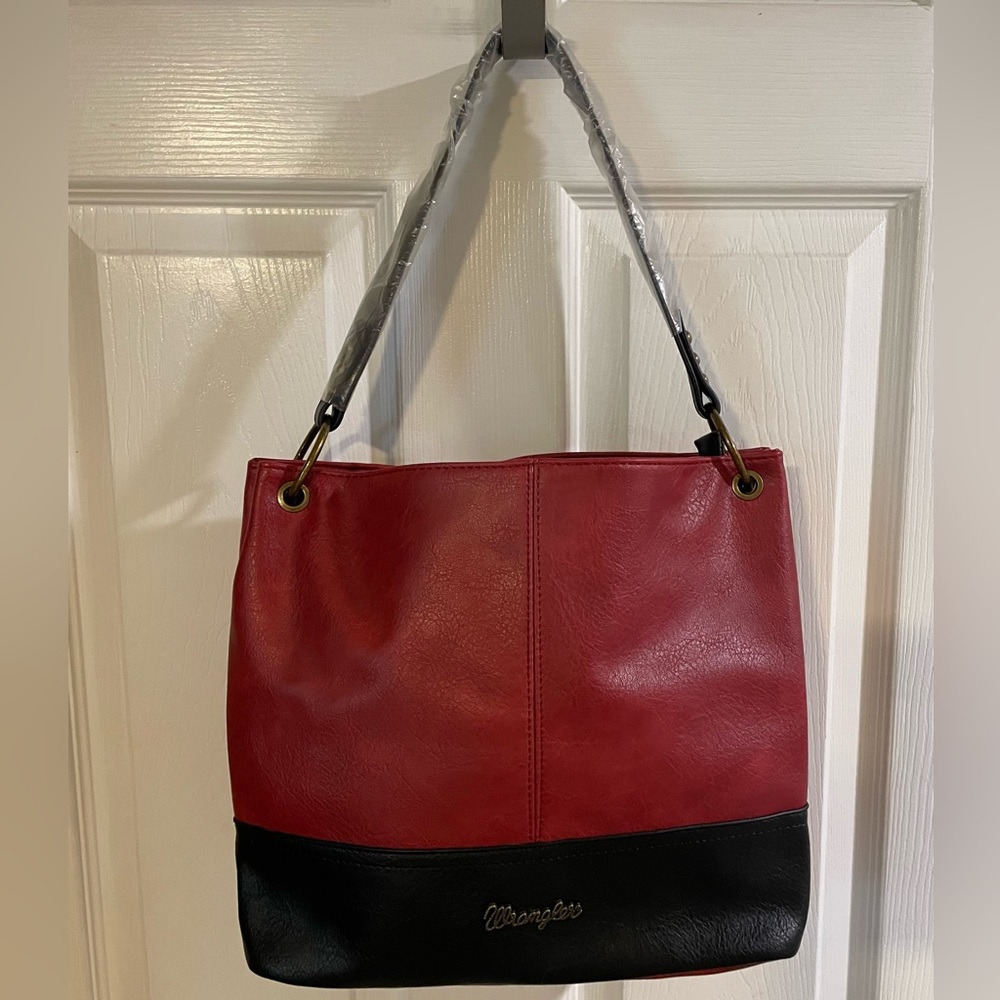Wrangler leather burgundy shoulder bag tote purse NEW
